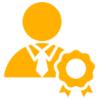Person icon with a ribbon badge.