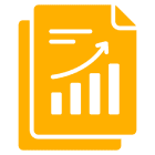 Yellow graph icon with upward arrow.