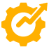 Orange gear with upward arrow inside.