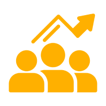 Three figures with upward trend arrow.