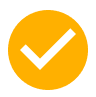 Yellow check mark in black circle.